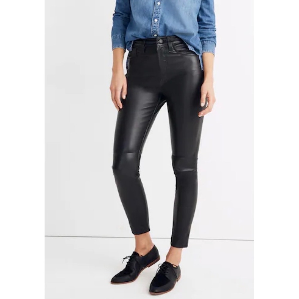 Madewell 11" High-Rise Skinny pants sz 32 Leather Edition $398 moto minimalist